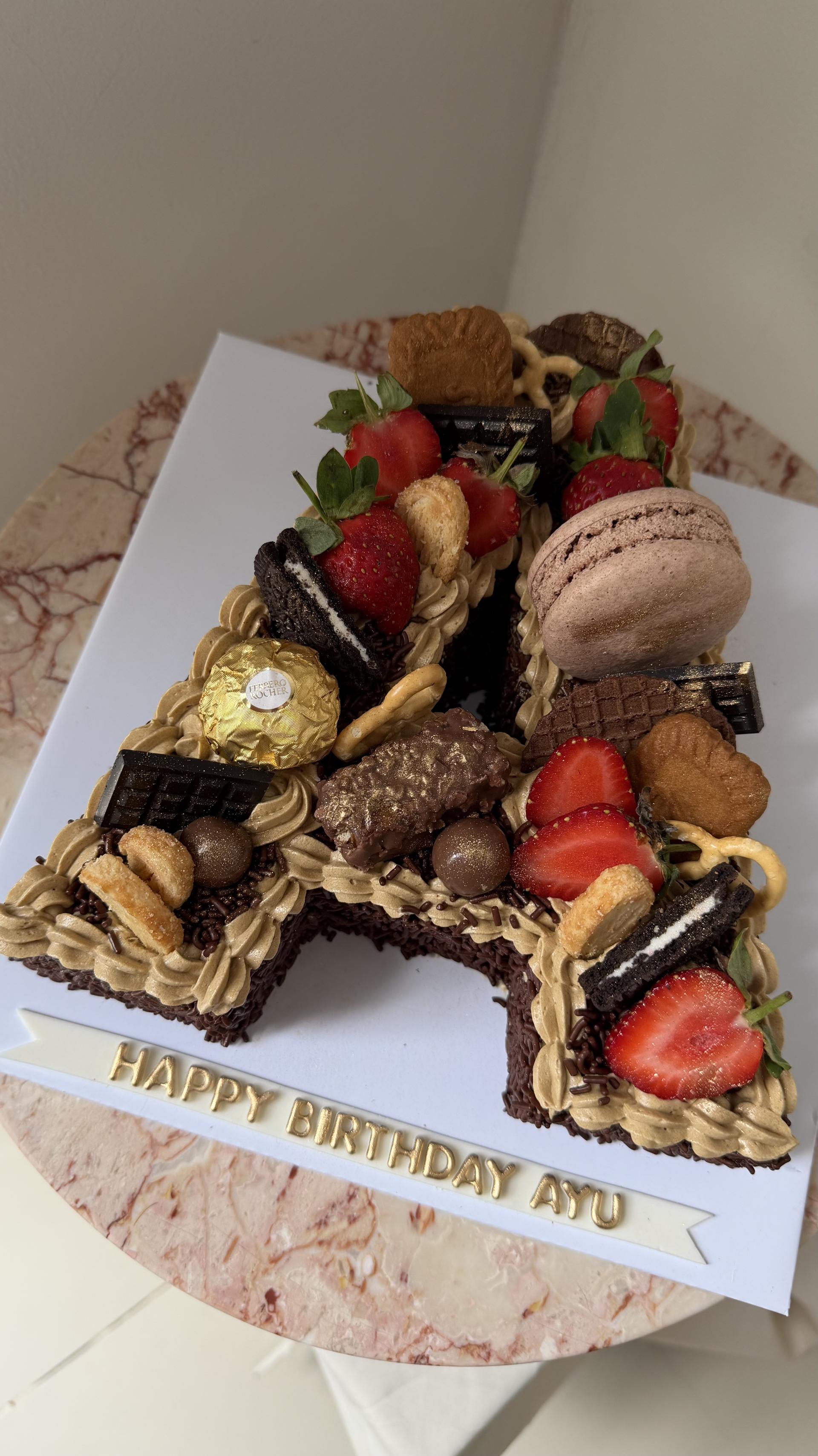 Letter A Chocolate Cake – Ayu — Letter Cake by Elena Kitchen