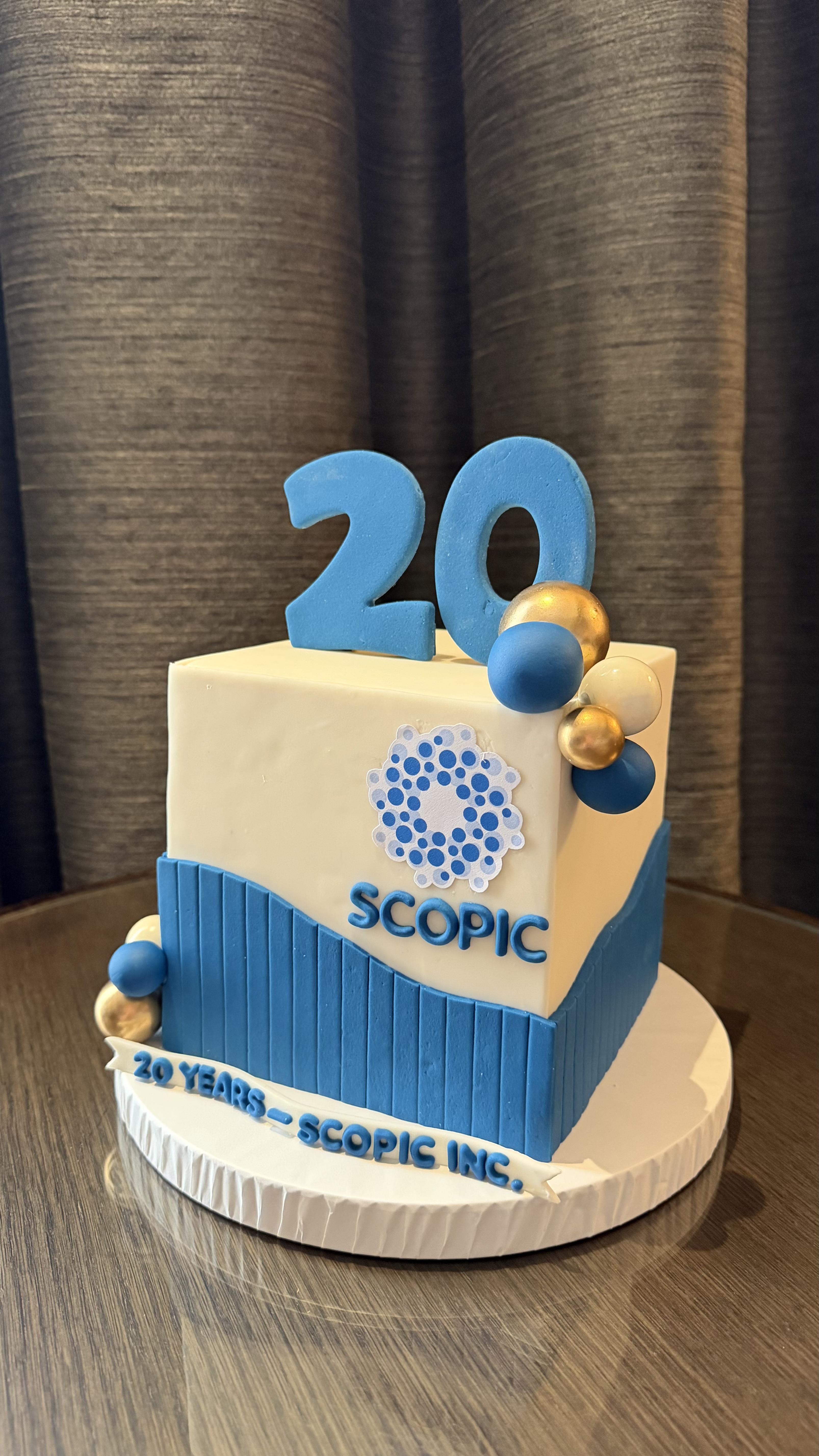 Corporate 20th Anniversary Cake – Scopic — Custom Cake by Elena Kitchen